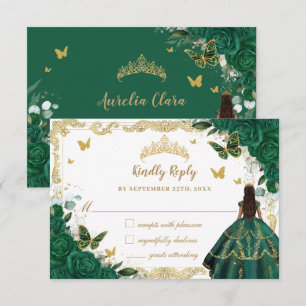 Emerald Grönt Blommigt Quinceañera Princess Krona OSA Kort