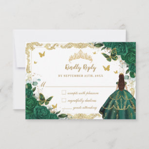 Emerald Grönt Blommigt Quinceañera Princess Krona OSA Kort