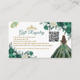 Emerald Grönt Blommigt Quinceañera QR Gift Registr Tilläggskort