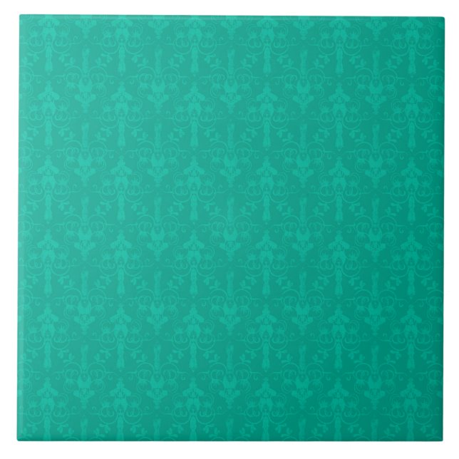 Emerald Grönt Blommönster Kakelplatta (Framsidan)