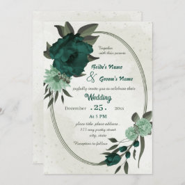 emerald grönt blommor botaniskt geometriskt bröllo inbjudningar