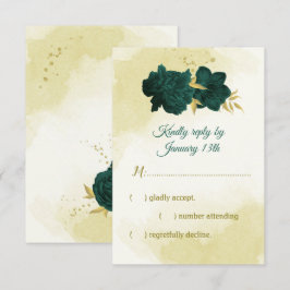 Emerald grönt-blommor guld löv OSA kort