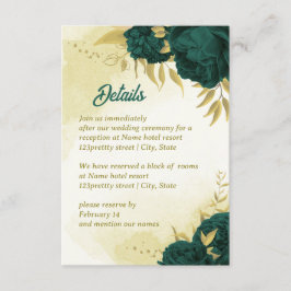 Emerald grönt-blommor guld löv tilläggskort