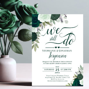 Emerald Grönt Boho Blommigt Vi gör fortfarande Vow Inbjudningar