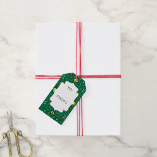 Emerald Grönt Boho Mönster Gift Märkre Presentetikett