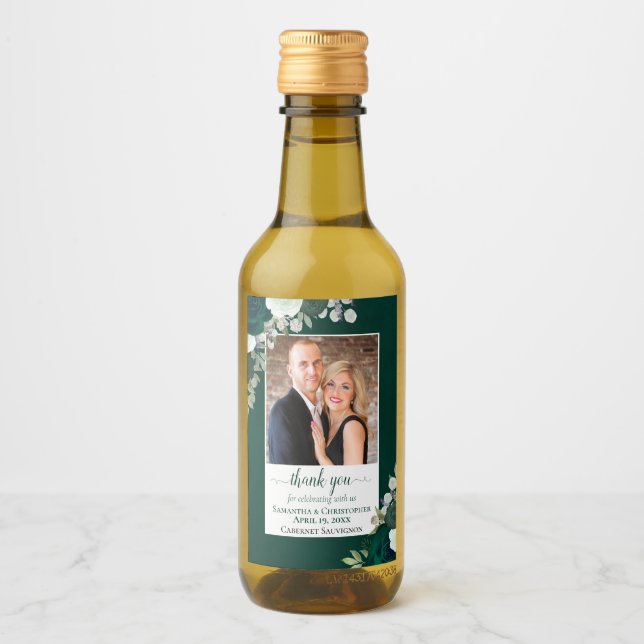 Emerald Grönt Boho Ro Bröllop Tack Mini Vinetikett (Framsida)