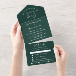 Emerald Grönt Boho Unik Elegant Script Bröllop A
