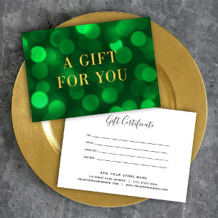 Emerald Grönt Bokeh Ljus Guld Gift-certifikat