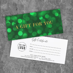Emerald Grönt Bokeh Ljus Guld Gift-certifikat