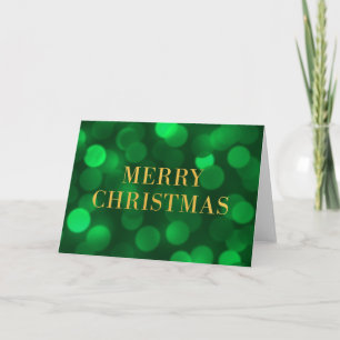 Emerald Grönt Bokeh Ljus Guld God jul Helgkort