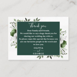 Emerald Grönt Botanical Blommigt Bröllop Tack Placeringskort