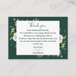 Emerald Grönt Botanical Blommigt Bröllop Tack Placeringskort