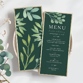 Emerald Grönt Botanical Bröllop Menu Meny