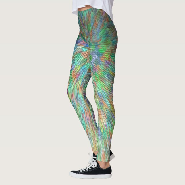 Emerald grönt brinner abstrakt leggings (Vänster)