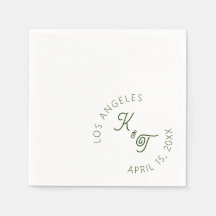 Emerald Grönt Bröllop Cocktail Napkin