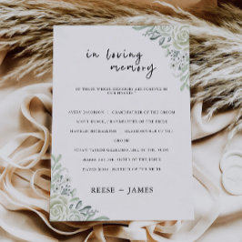 Emerald Grönt Bröllop in Loving Memory Sign, Inbjudningar