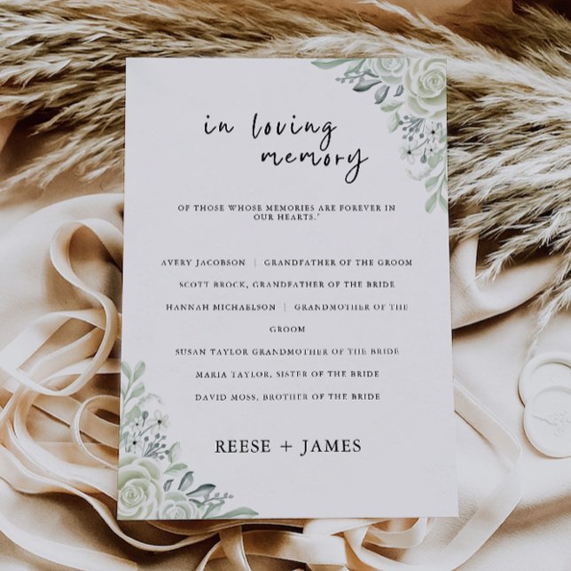 Emerald Grönt Bröllop in Loving Memory Sign, Inbjudningar (Emerald Green Wedding In Loving Memory Sign, Invitation)