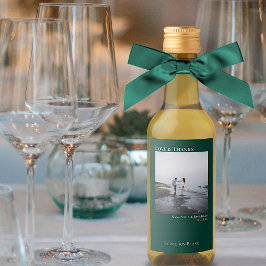 Emerald Grönt Bröllop Kärlek & Tack Bild Mini Vinetikett