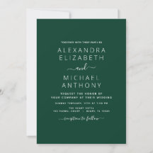 Emerald Grönt Bröllop Modern Typography-inbjudan