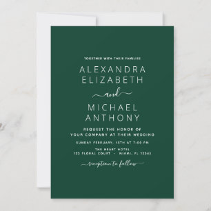 Emerald Grönt Bröllop Modern Typography-inbjudan Inbjudningar