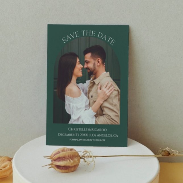 Emerald grönt Bröllop monogram Spara datum Spara Datumet (Skapare uppladdad)