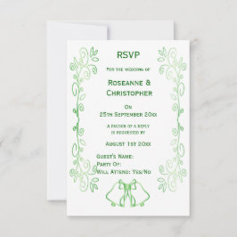 Emerald Grönt Bröllop OSA Card Klockor Scrollwork Kort