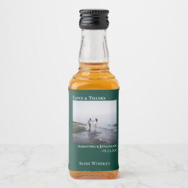 Emerald Grönt Bröllop Photo Kärlek & Tack Mini Spritflaskor Etikett