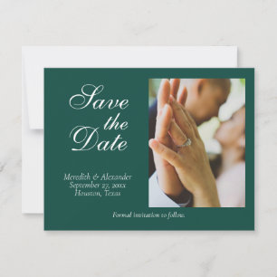 Emerald Grönt Bröllop Photo Save Date Card