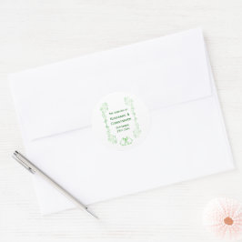 Emerald Grönt Bröllop Sticker Klockor Scrollwork Runt Klistermärke
