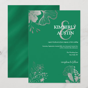 Emerald Grönt Bröllopsinbjudan till Blommigten S Inbjudningar