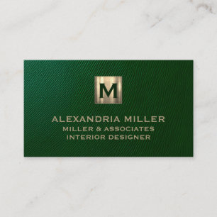Emerald Grönt Brushed Guld Monogram Visitkort