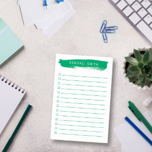 Emerald Grönt Brushstroke Simple to Do List Post-it Block