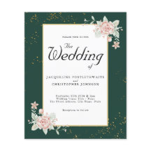 Emerald Grönt Budget Bröllopsinbjudan Rosa Peony