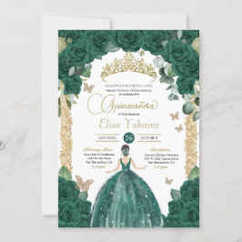 Emerald Grönt Butterfly Princess Quinceanera Inbjudningar