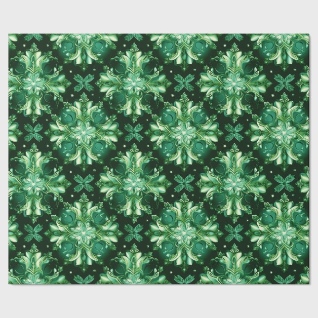 Emerald Grönt Celtic Irish Snöflingor Presentpapper (Seam)