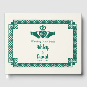 Emerald Grönt Celtic Knot Claddagh Bröllop Gästböcker