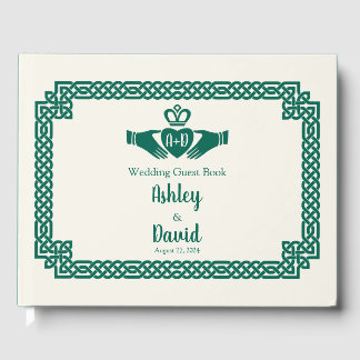 Emerald Grönt Celtic Knot Claddagh Bröllop Gästböcker