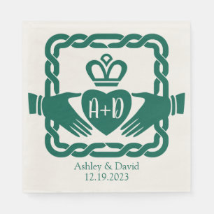 Emerald Grönt Celtic Knot Claddagh Bröllop Pappersservett