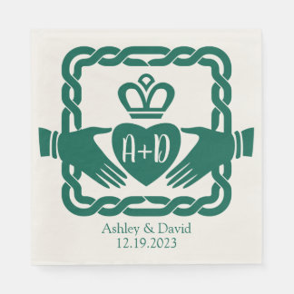Emerald Grönt Celtic Knot Claddagh Bröllop Pappersservett