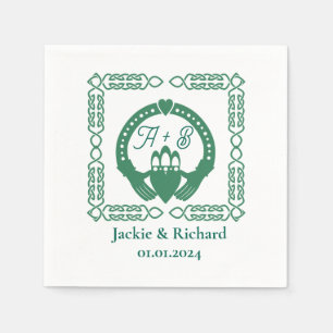 Emerald Grönt Celtic Knot Claddagh Bröllop Pappersservett
