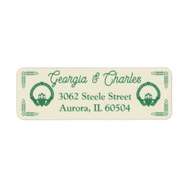 Emerald Grönt Celtic Knot Claddagh Bröllop Returadress Etikett