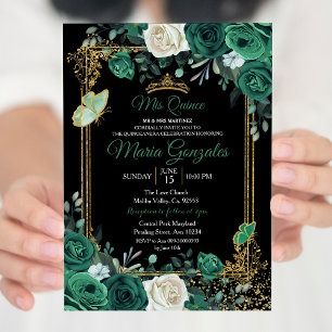 Emerald Grönt Charra Quinceanera-inbjudan Inbjudningar