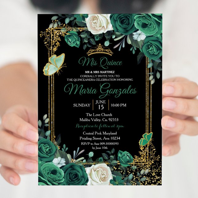 Emerald Grönt Charra Quinceanera-inbjudan Inbjudningar (Skapare uppladdad)