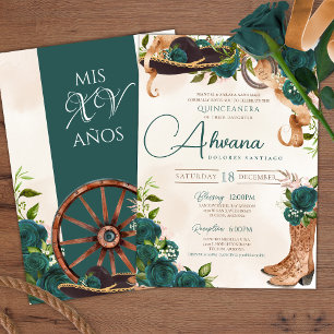 Emerald Grönt Charra Quinceanera Westernare Ro Inbjudningar