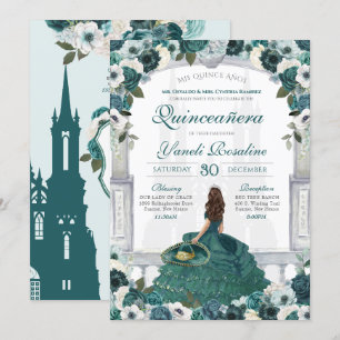 Emerald Grönt Charro Elegant Princess Quinceanera Inbjudningar