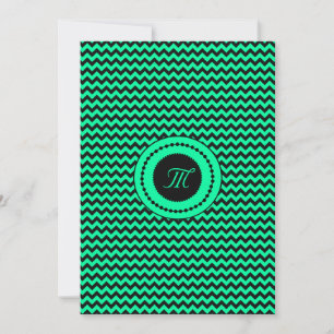 Emerald Grönt Chevron Monogrammed Bröllop Inbjudningar