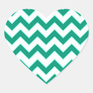 Emerald Grönt Chevron Mönster Heart Bröllop Seal Hjärtformat Klistermärke