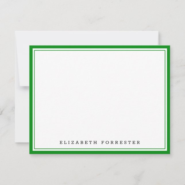 Emerald Grönt Classic Dubbla Gräns Correspondence Anteckningskort (Framsida)