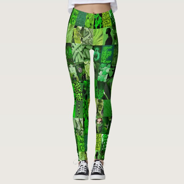 Emerald Grönt Collage Leggings (Framsida)