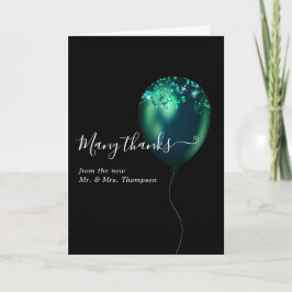 Emerald Grönt Confetti Balloon Bröllop Photo Tack Kort